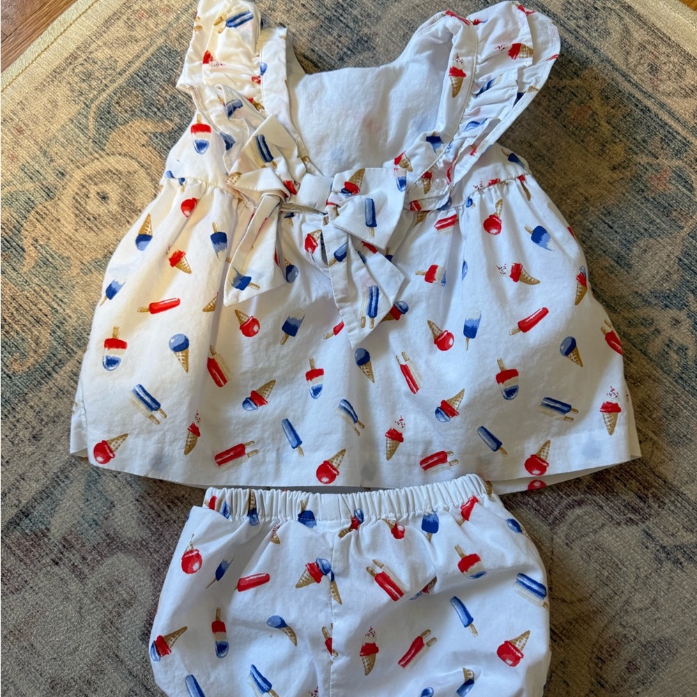 Janie and Jack White Ice Cream & Popsicle Print Dress with Bloomers - Picture 2 of 4